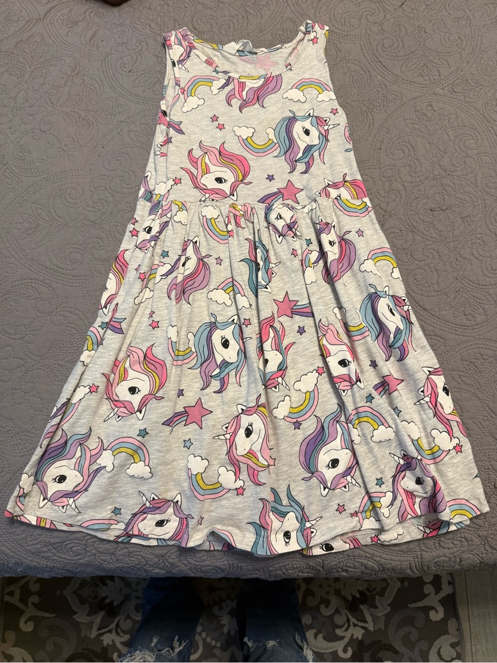 H&M Girls' Unicorn Print Skater Dress - Gray, Pink, Purple, Blue